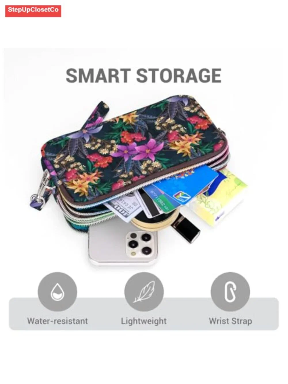 Quilted Wristlet Wallet Women Large Capacity Travel Cell Phone Bag Purse with